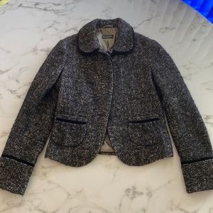 Massimo Dutti Woman Tweed Jacket with Velvet, Size 38 IT